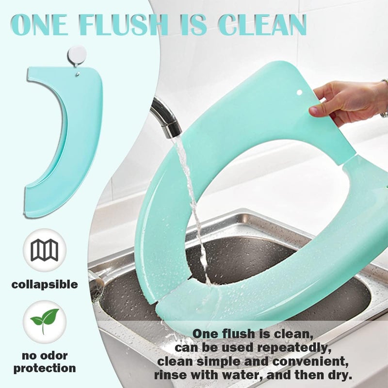 LCJAOF Adult Folding Toilet Seat Cushion Plastic Washable Toilet Pad with Foldable Design Portable Toilet Seat Cover for Home, Travel, and Office Use (Green) - Image 4